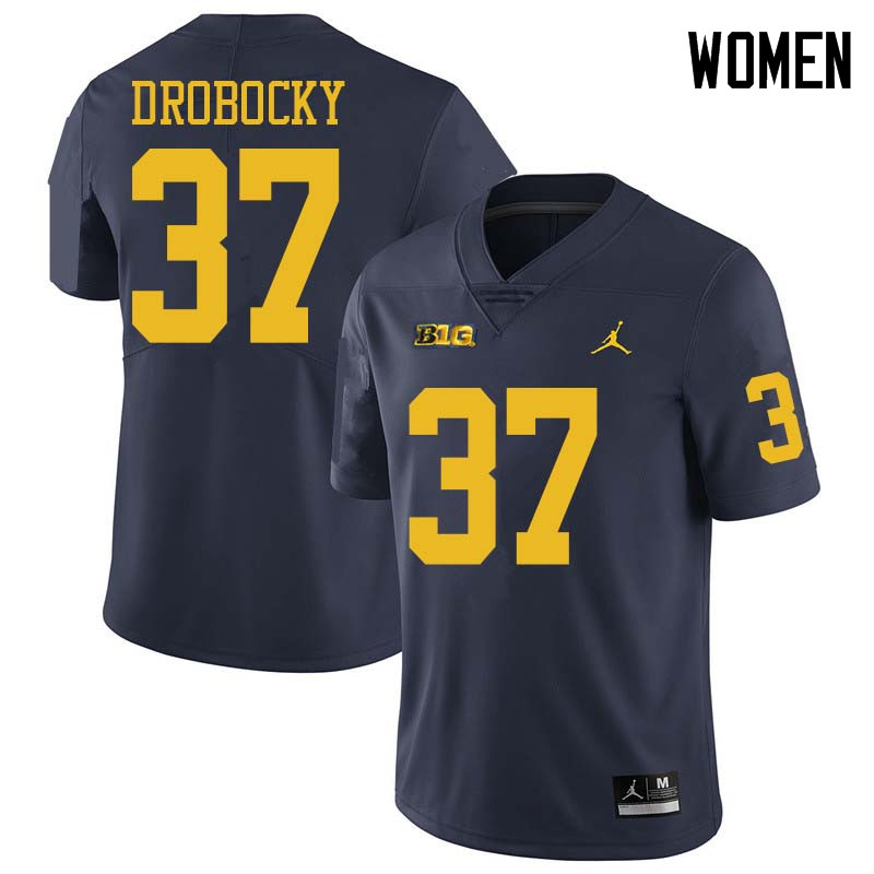 Jordan Brand Women #37 Dane Drobocky Michigan Wolverines College Football Jerseys Sale-Navy